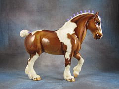 Lot 26 - Glossy Chestnut Pinto Clydesdale Stallion (mold #80). This is also the Saturday Raffle Model!